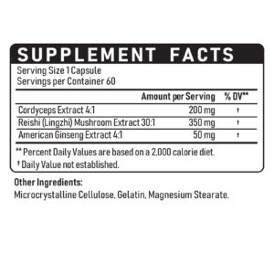 Cordycept Supplement Fact 60
